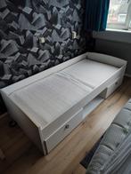 Oerdegelijk wit 1 persoonsbed met lattenbodem en evt matras, Ophalen, Gebruikt, 90 cm, Eenpersoons