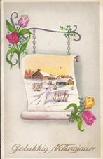 U4 Gelopen oude ansichtkaart gelukkig nieuwjaar, Ophalen of Verzenden, 1940 tot 1960, Gelopen, Feest(dag)
