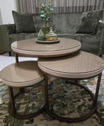 Salontafel Madison met gehard glas set van 3, Huis en Inrichting, Tafels | Salontafels, Ophalen, 50 tot 100 cm, 50 tot 100 cm