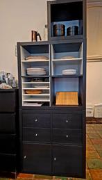 Ikea Kallax Kasten - Zwart met witte inzetten, Ophalen, Overige materialen, Gebruikt, 100 tot 150 cm