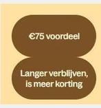 € 75,-  KORTING of meer op CenterParcs, Twee personen, Kortingsbon, Bungalowpark