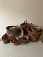 kleinere rieten bloempotten mandjes buiten / binnen ronde, Tuin en Terras, Bloempotten, Ophalen, Overige materialen, Gebruikt