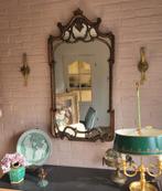 Prachtige houten Pieterman spiegel met kuif, Antiek en Kunst, Antiek | Spiegels, Minder dan 100 cm, Rechthoekig, Ophalen