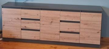 Dressoir antraciet en eikenhout beschikbaar voor biedingen