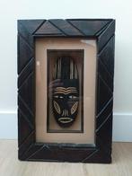 Ingelijst houtensnijwerk masker uit Zimbabwe, Ophalen of Verzenden