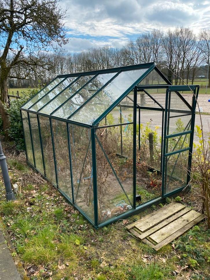 Kweekkas met glazen panelen, Tuin en Terras, Kassen, Gebruikt, Kweekkas, Aluminium, Glas, Ophalen