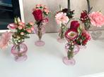 Des pots glazen vaasjes zgan roze, Huis en Inrichting, Woonaccessoires | Vazen, Overige kleuren, Ophalen of Verzenden, Minder dan 50 cm