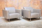 ZGAN! 2 taupekleurige leren Artifort Mare design fauteuils, 75 tot 100 cm, Ophalen of Verzenden, Zo goed als nieuw, Metaal