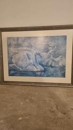 Schilderij: Twee Zwanen, Antiek en Kunst, Ophalen of Verzenden