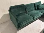 Groene Velvet Hoekbank met Hocker - In Goede Staat!, ., ., Ophalen of Verzenden, Zo goed als nieuw
