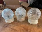 3x vintage plafonnière bewerkt glas., Ophalen of Verzenden, Zo goed als nieuw, Glas
