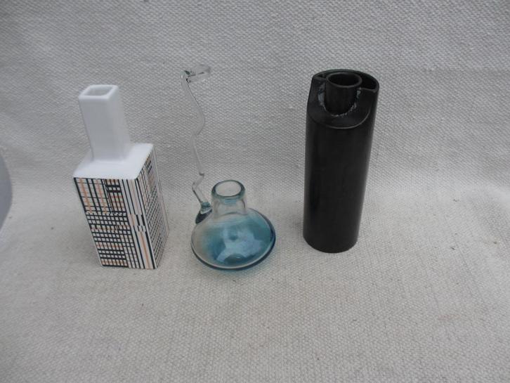 Drie verschillende design vaasjes "iets aparts", Huis en Inrichting, Woonaccessoires | Vazen, Gebruikt, Overige kleuren, Minder dan 50 cm