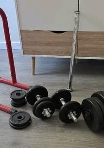Gewichten + optrekstang, Sport en Fitness, Fitnessmaterialen, Zo goed als nieuw, Kettlebell, Ophalen