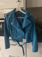 Zara leren bikerjack NIEUW M, Maat 38/40 (M), Blauw, Zara, Nieuw