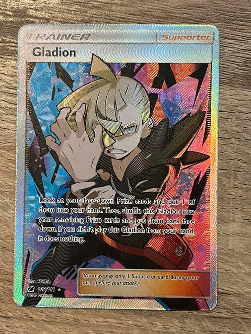 Gladion - Crimson Invasion 109/111 - Pokemon Kaart, Hobby en Vrije tijd, Verzamelkaartspellen | Pokémon, Zo goed als nieuw, Losse kaart