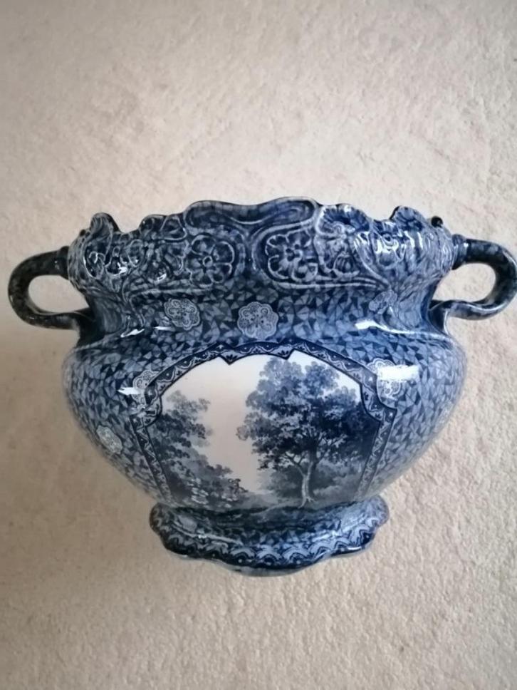antieke delft blauwe bloempot ,platenbak Franz Anton Mehlem, Antiek en Kunst, Antiek | Servies los, Ophalen of Verzenden