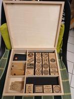 Professionele stempel set in houten doos., Hobby en Vrije tijd, Ophalen of Verzenden, Zo goed als nieuw