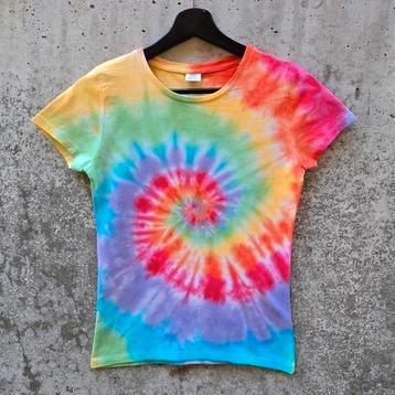 Regenboog spiral tie dye zomer festival tshirt dames maat XS beschikbaar voor biedingen