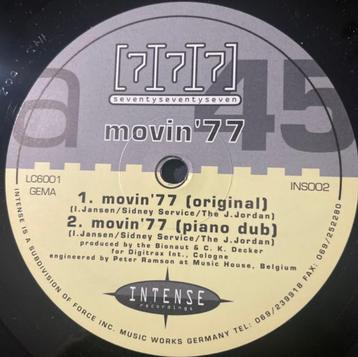 12" Maxi (1992) Seventyseventyseven – Movin' 77 / Summer beschikbaar voor biedingen