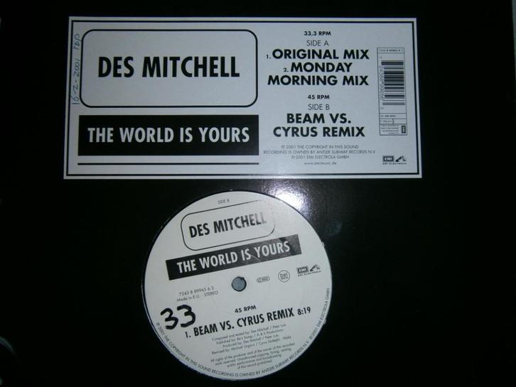 Des Mitchell – The World Is Yours. 2001. Trance, Club Trance, Cd's en Dvd's, Vinyl | Dance en House, Gebruikt, Techno of Trance