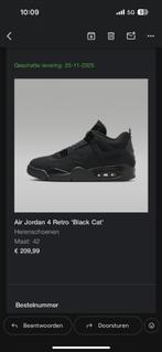 Air Jordan 4 Black Cat 42, Kleding | Heren, Schoenen, Zwart, Nike, Nieuw, Ophalen of Verzenden