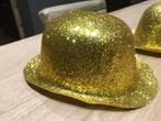 2x Gouden bolhoed one size, Carnaval, Overige maten, Ophalen of Verzenden, Zo goed als nieuw