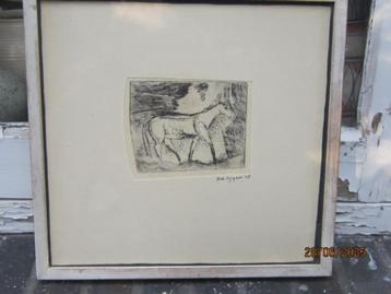 GENE EGGEN, Mooie ingelijste ets van een paard gesigneerd'58 beschikbaar voor biedingen
