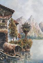 Zwitserland Gandria meer van Lugano 1951 antiek schilderij, Ophalen of Verzenden