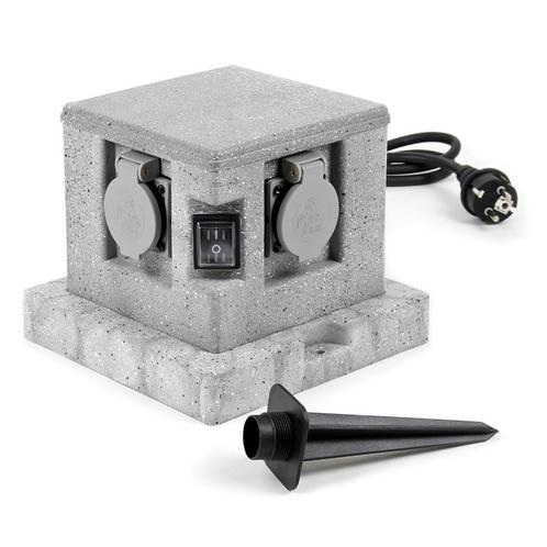 Buitenstopcontact "Graniet" laag | 4-voudig | 2 schakelaars, Huis en Inrichting, Woonaccessoires | Zuilen en Pilaren, Nieuw, Verzenden