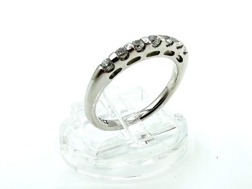 Zilveren aanschuif ring met zirkonia's, 17 mm, Sieraden, Tassen en Uiterlijk, Ringen, Gebruikt, Dame, 17 tot 18, Zilver, Zilver