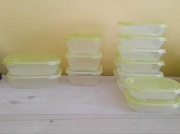 Plastic bakjes met groene deksel (3 maten) beschikbaar voor biedingen