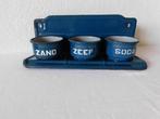 Vintage set van emaille zand zeep soda in petrol blauw met g, Ophalen of Verzenden