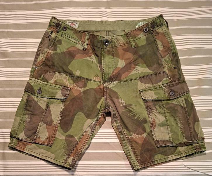 The Sting Rockerbox shorts / camouflage jeans maat large, Kleding | Heren, Broeken en Pantalons, Gedragen, Maat 52/54 (L), Overige kleuren