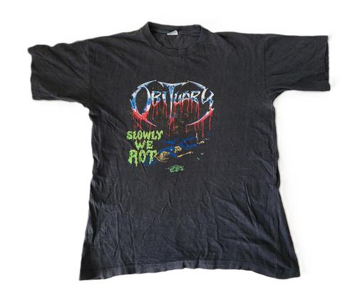 Vintage early 90's Obituary T shirt Slowly we rot, Kleding | Heren, T-shirts, Gedragen, Maat 56/58 (XL), Zwart, Ophalen of Verzenden