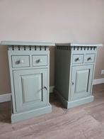 Brocante nachtkastjes met sleutel - set van 2, Gebruikt, Minder dan 45 cm, Ophalen of Verzenden, Minder dan 55 cm