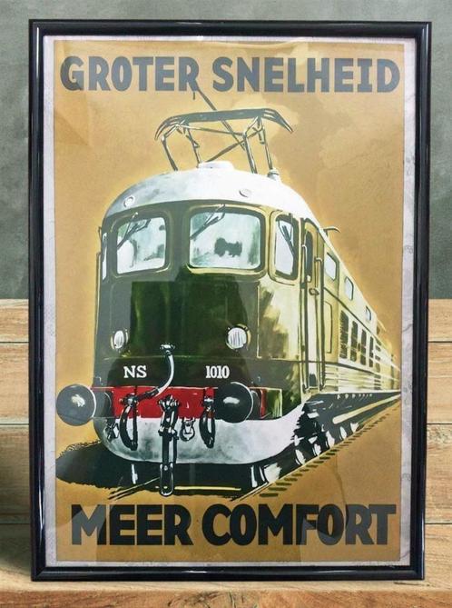 NS Spoorwegen Groter Snelheid meer Comfort Trein Poster lijs, Verzamelen, Spoorwegen en Tramwegen, Nieuw, Trein, Kaart of Prent