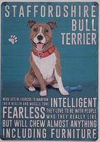 Staffordshire Bull Terrier eigenschappen metalen reclamebord, Info@deconoord.nl, Verzenden, Deco Noord, Nieuw