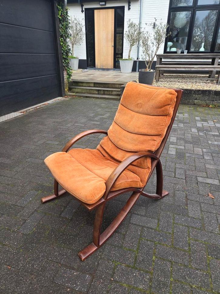 Vintage fauteuil WK Wohnen jaren 70, Huis en Inrichting, Fauteuils, Gebruikt, Hout, Stof, 50 tot 75 cm, Minder dan 75 cm, Ophalen of Verzenden
