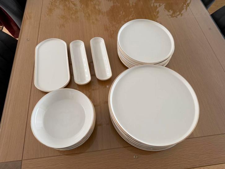 Acar Plus serviesset dinerset 6-persoons 21-delig, Huis en Inrichting, Keuken | Servies, Zo goed als nieuw, Keramiek, Ophalen of Verzenden