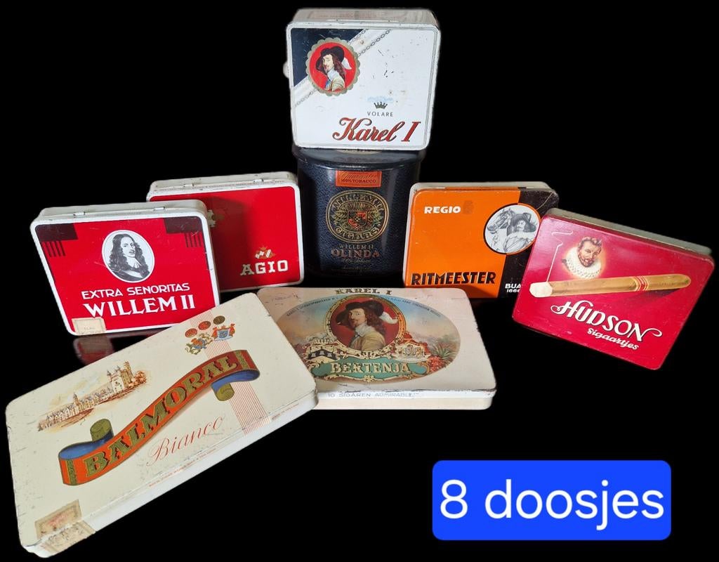 8 oude sigarendoosjes, Ophalen of Verzenden, Tabaksdoos of Verpakking