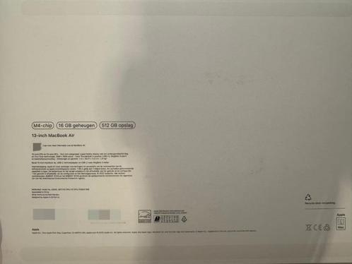 macboook air Hemelsblauw 512G M4 16G, Computers en Software, Apple Macbooks, Nieuw, MacBook Air, 13 inch, 4 Ghz of meer, 512 GB