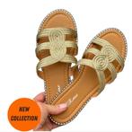 ‼️ SALE LAATSTE RONDE Goud kleurige Knot Slippers, Ophalen of Verzenden, Nieuw, Overige kleuren, Slippers