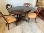 4 stoelen met tafel - gebruikt / antiek, Huis en Inrichting, Stoelen, Antiek, Hout, Gebruikt, Bruin