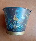 Vintage zinken emmer, handgeschilderd met bloem en vogels., Huis en Inrichting, Emmers, Ophalen of Verzenden, Zo goed als nieuw