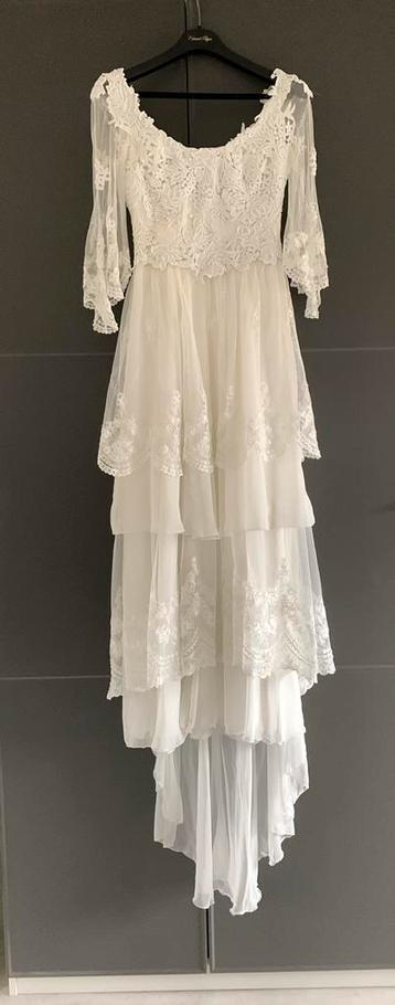 Vintage roomkleurige trouwjurk, merk Pronovias, maat 36/38 beschikbaar voor biedingen