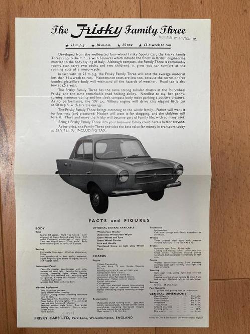 Frisky Family Three - originele folderposter - Michelotti, Boeken, Auto's | Folders en Tijdschriften, Gelezen, Overige merken