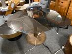 Tafel rond bluin smoke glas met mangohout poot hoge korting, Huis en Inrichting, Tafels | Eettafels, Ophalen, Rond, Nieuw, Glas