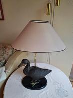 Lamp met zware koperen eend en lampekap, Ophalen, Zo goed als nieuw, Zwart, Rond