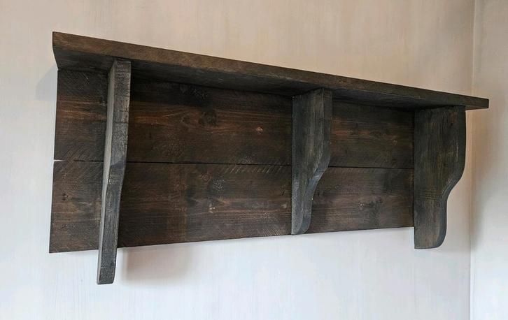 Landelijke stoere houten kapstok, Huis en Inrichting, Woonaccessoires | Kapstokken, Zo goed als nieuw, Wandkapstok, Minder dan 100 cm
