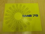 1978 Saab Brochure USA, Boeken, Auto's | Folders en Tijdschriften, Gelezen, Overige merken, Ophalen of Verzenden